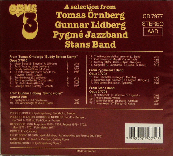 Ornberg - Lindberg - Pygmé Jazzband Stans Band - A Selection From... (CD)