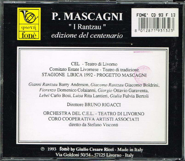 Pietro Mascagni - dir. Bruno Rigacci	- I Rantzau (edizione del Centenario) (2 CD)