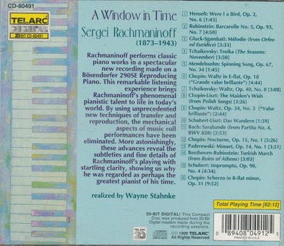 Rachmaninoff – A Window In Time / Rachmaninoff Performs Bach, Chopin, Mendelssohn, Paderewski, Schubert, Tchaikovsky, And Others (CD)