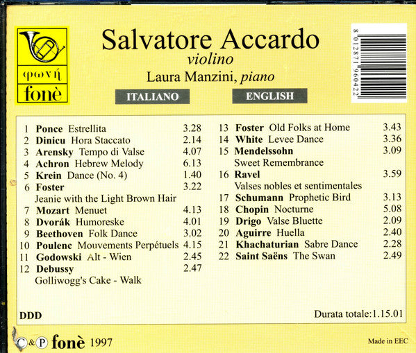 Salvatore Accardo, violino - Laura Manzini, piano - Omaggio a Heifetz, volume II (CD)