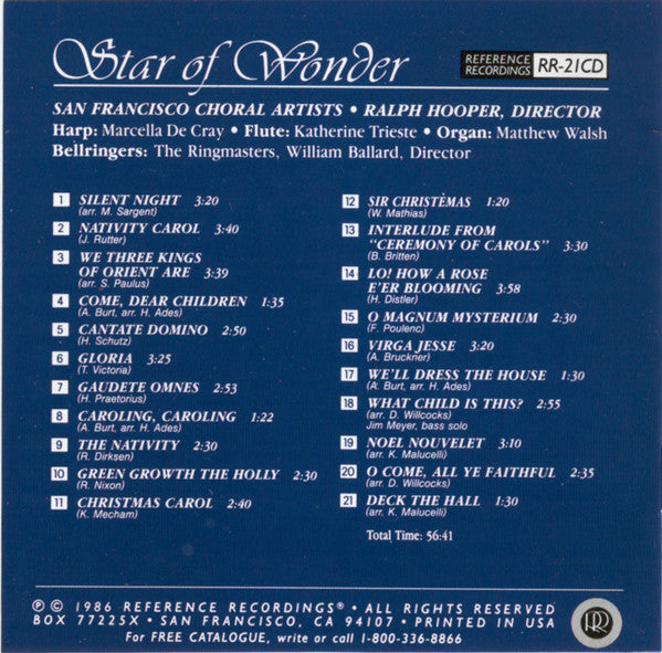 San Francisco Choral Artists - STAR OF WONDER (CD)