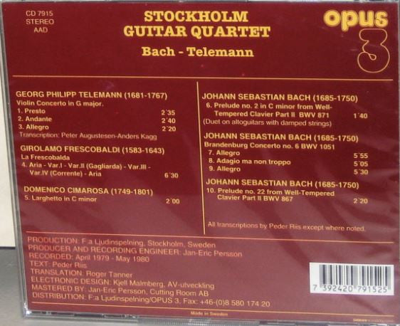 Stockholm Guitar Quartet - Bach - Telemann (CD)