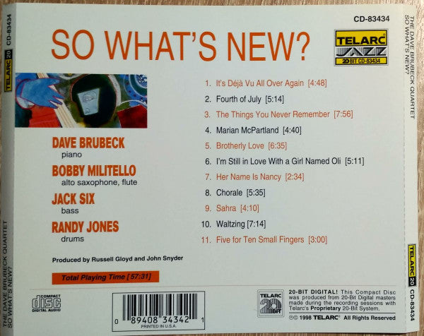 The Dave Brubeck Quartet - So What's New? (CD)   Recorded in DTS Surround 5.1